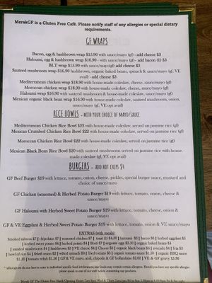 Lunch menu  at Merak in Redland Bay