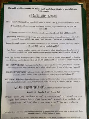 Breakfast and lunch menu  at Merak in Redland Bay