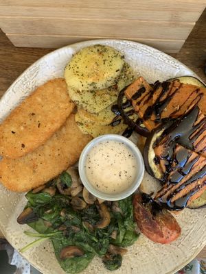 Vegan big breakfast (no avo - swapped for herbed sliced potato)   at Merak in Redland Bay