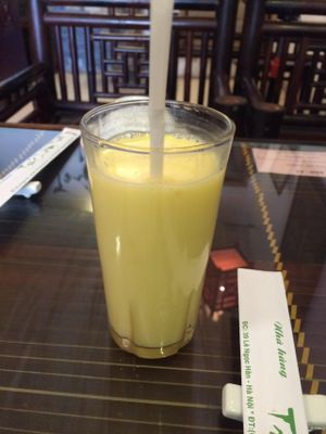 Corn Milk -- A really interesting, lightly sweet, and delicious drink!!! I want to make this at home myself one day :) at Truc Lam Trai in Hanoi