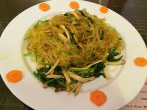 Noodles with Mushrooms at Truc Lam Trai in Hanoi