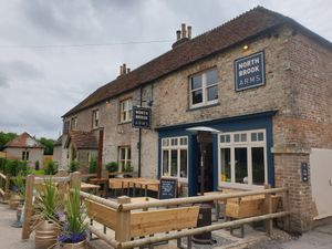 The outside seating right beside the pub at The Northbrook Arms in Winchester