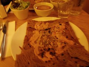 Galette woth egg plant at La Creperie in Paris