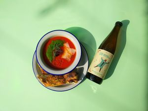 Creamy tomato soup at Wolno in Katowice