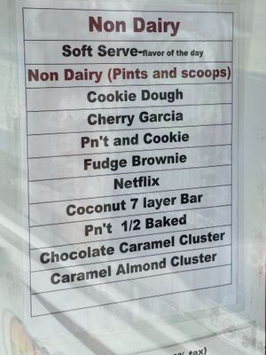 Non-Dairy Hard Ice Cream at Fast Eddie's in Brattleboro