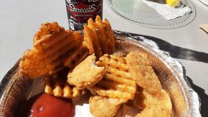 Ck'n nuggets & waffle fries at Fast Eddie's in Brattleboro