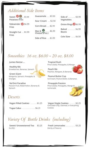 Menu at Healthy Eatz in Williamsburg