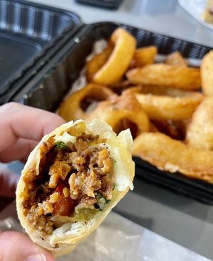 Philly cheesesteak egg roll at Healthy Eatz in Williamsburg