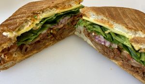 BBQ jackfruit panini with a kick of spice at Rock n Roots in Williston Park