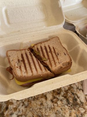 Jackfruit panini on gluten-free bread at Rock n Roots in Williston Park