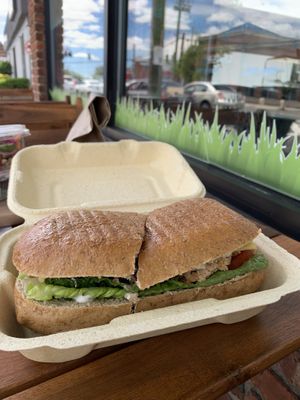 Eggplant panini   at Rock n Roots in Williston Park