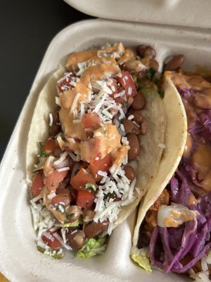 Bean & cheese taco  at Rock n Roots in Williston Park