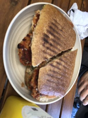 Eggplant panini customized   at Rock n Roots in Williston Park