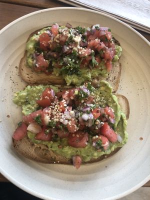 Avocado toast   at Rock n Roots in Williston Park