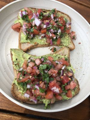 Avocado toast   at Rock n Roots in Williston Park