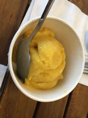 Mango pineapple sorbet   at Rock n Roots in Williston Park