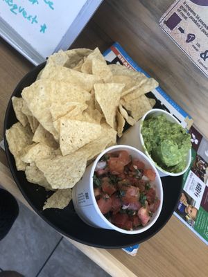 Guac n chips, pico de gallo   at Rock n Roots in Williston Park