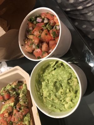 Pico de gallo, guacamole with chips   at Rock n Roots in Williston Park