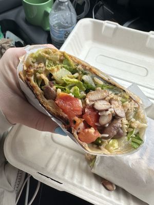 The burrito with brown ricee #Veganuary at Rock n Roots in Williston Park