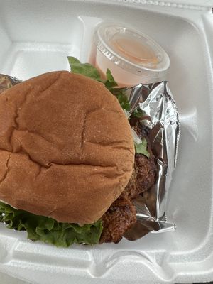Walnut and mushroom burger 😋  at Golden Vegan in Zachary