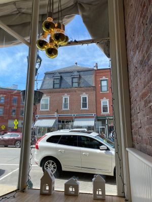 View from interior seating area at Mixed Greens in Camden