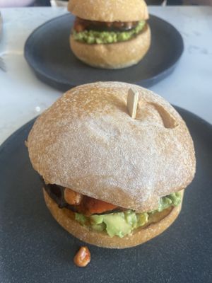 Mushroom and harissa bean sandwich.   at Cowan & Sons in Edinburgh
