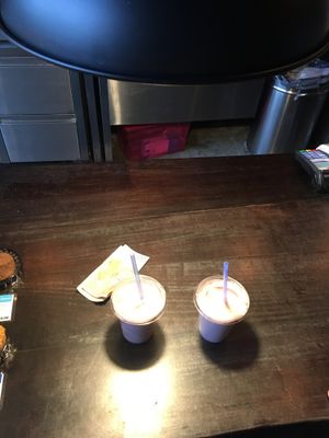 Two strawberry drinks. There were lots of flavors to choose from. The tropical was the next most appealing option. Some had honey in them so watch out if you avoid bee products.  at jazzayoga in Belgrade