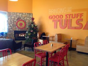cozy couches by the fire dining area at Whole Foods Market - 41St in Tulsa