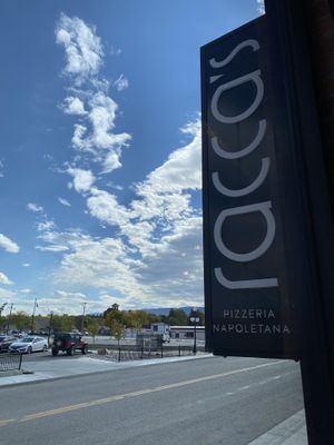 Outside (view of our RV:) at Racca's Pizzeria Napoletana in Casper