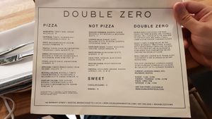 Menu at Double Zero in Boston