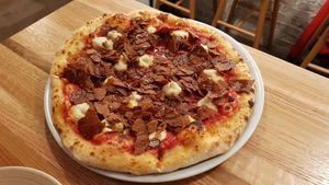 Pepperoni pizza with extra mozzarella at Double Zero in Boston