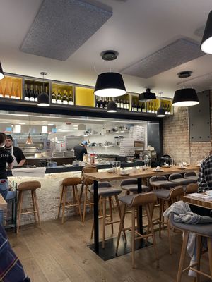 Small space - communal tables  at Double Zero in Boston