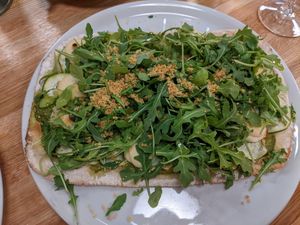 Pesto pizza in gluten free crust at Double Zero in Boston