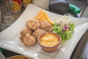 No camarones al coco con salsa de mango at La Palapa De Marlon in Playa Del Carmen