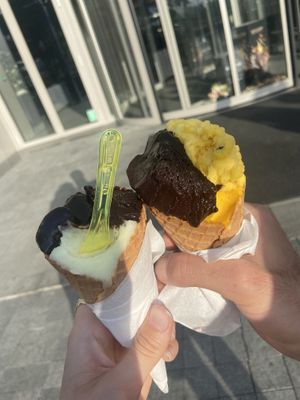 Dark chocolate, pear, mango and passion fruit  at Luff Gelato in Belgrade