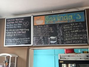menu board at Govinda's at Govinda's Natural Food Cafe in Cape Town