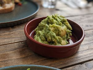 Smashed avocado at Cafe Route in North London