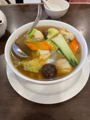 Wonton soup (the best! And small is huge)  at Greens Vegetarian Restaurant in Toronto