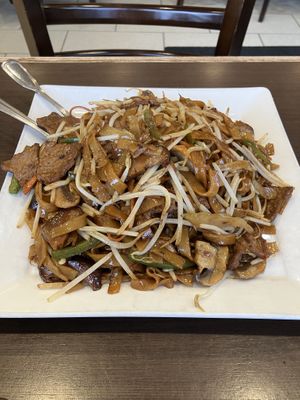 Fried Rice Noodles with Mock Beef (56)  at Greens Vegetarian Restaurant in Toronto