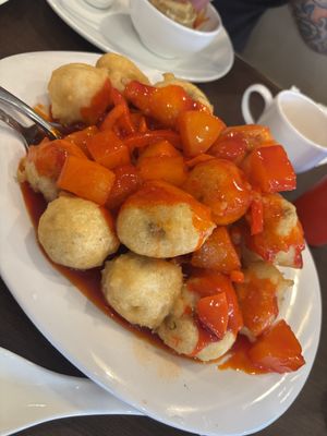 Sweet and sour mock chicken #46  at Greens Vegetarian Restaurant in Toronto