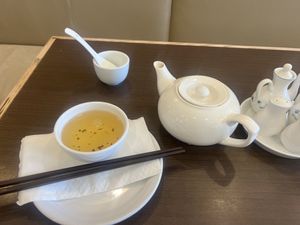 Complimentary tea!  at Greens Vegetarian Restaurant in Toronto