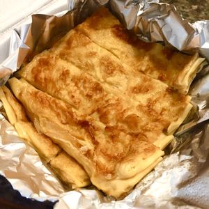 Pan fried bean curd sheets  at Greens Vegetarian Restaurant in Toronto