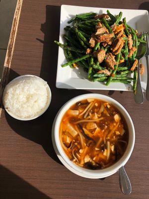 Huge portions. Sweet&Sour and green beans with tofu. Delicious!  at Greens Vegetarian Restaurant in Toronto