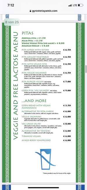 komplettes veganes menü mit vor-, haupt- und nachspeisen. -englisch-  at Gyrosteria Yannis - Centro Città in Bari