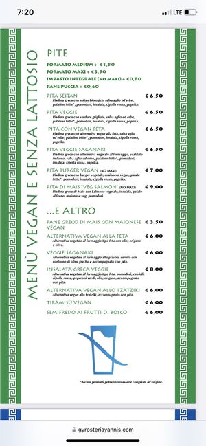 komplettes veganes menü mit vor-, haupt- und nachspeisen  -italienisch-  at Gyrosteria Yannis - Centro Città in Bari