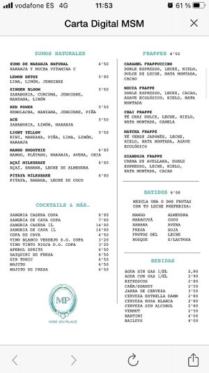 Menu2 at Mise En Place in Mallorca