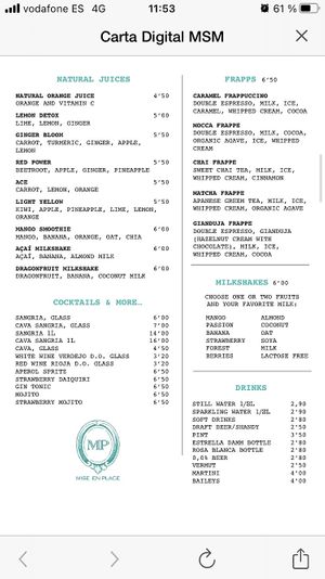 Menu3 at Mise En Place in Mallorca