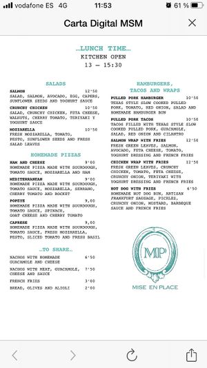 Menu8 at Mise En Place in Mallorca