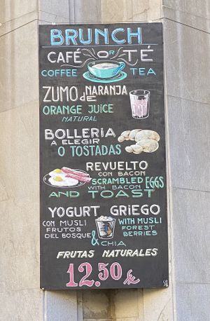 Outside menu at Mise En Place in Mallorca