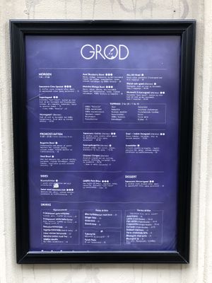Menu at GRØD - Birkegade in Copenhagen
